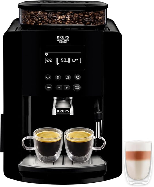 Krups Arabica Digital, Automatic Bean to Cup Coffee Machine, Espresso and Cappuccino Maker | Black | EA817040