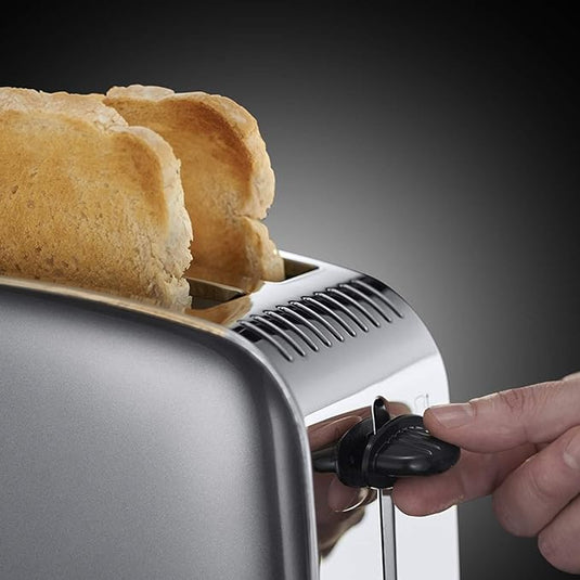 russell hobbs colours plus 2 slice toaster in grey wide slots