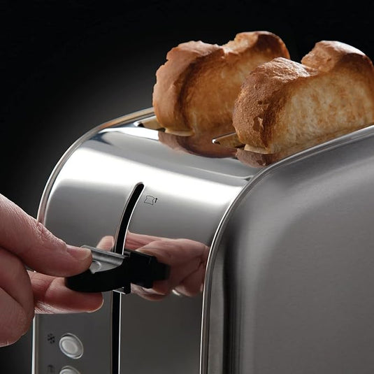 russell hobbs futura 2 slice steel toaster wide slots