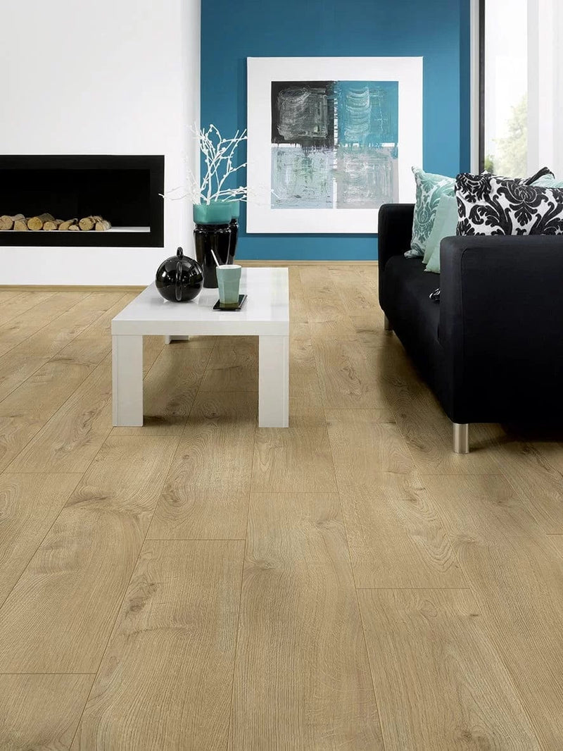 Load image into Gallery viewer, new barnyard oak laminate flooring displayed in a living area
