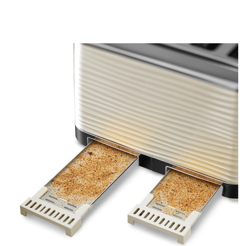 Завантажте зображення в засіб перегляду галереї, russell hobbs inspire 4 slice toaster in cream separate bread crumb trays
