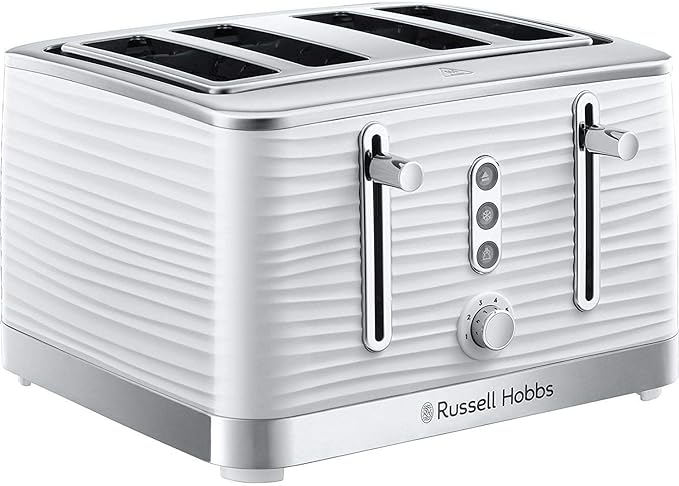 Load image into Gallery viewer, white russell hobbs inspire 4 slice toaster
