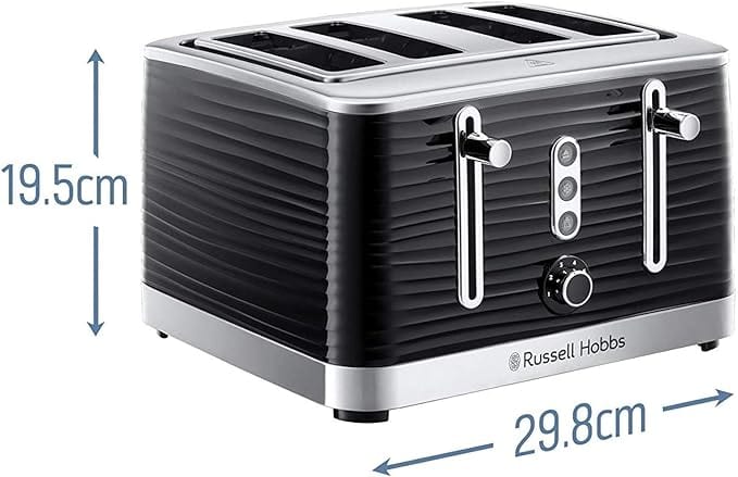 Завантажте зображення в засіб перегляду галереї, black russell hobbs inspire 4 slice toaster dimensions
