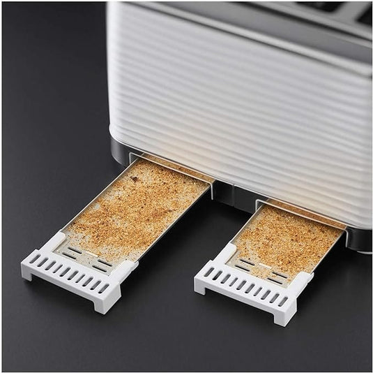 white russell hobbs inspire 4 slice toaster bread crumb trays