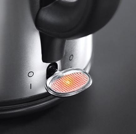 Load image into Gallery viewer, brushed steel russell hobbs snowdon kettle turn on button
