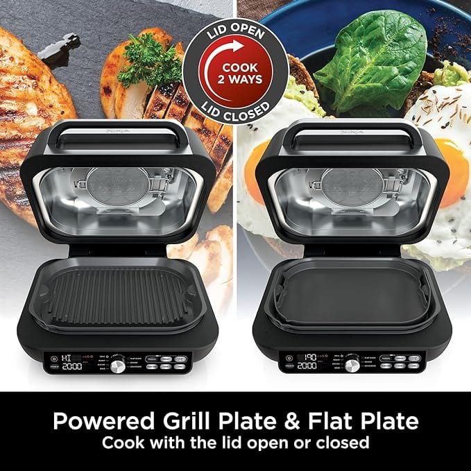 Load image into Gallery viewer, ninja foodi max pro health grill flat plate and air fryer powered grill plate and flat plate
