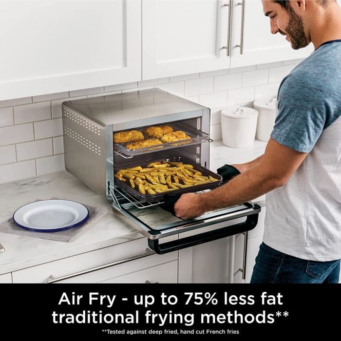 Завантажте зображення в засіб перегляду галереї, ninja foodi dual level air fryer oven less fat
