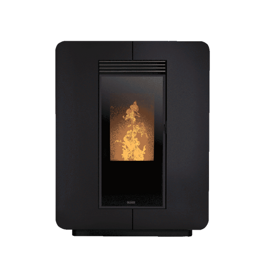 klover astra turbo steel wood pellet stove in black