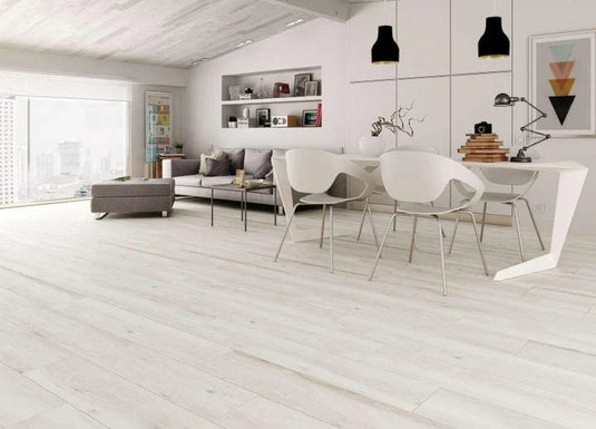 blanco atelier tile 23.3x120cm displayed in a living area