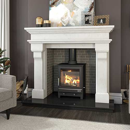 Bertoneri Avalon Fireplace Surround | 65" | Light Carra Honed available at Toss Bryan Co. Cork, Ireland