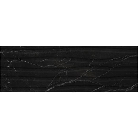 B&W star tile in black decor glossy, 30x90cm