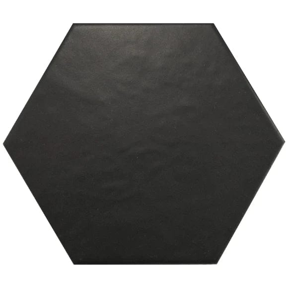 hexatile in negro mate, 17.5x20cm