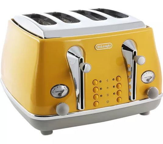 DeLonghi Icona Capitals 4 Slice Toaster | Yellow | CTOC4003.Y