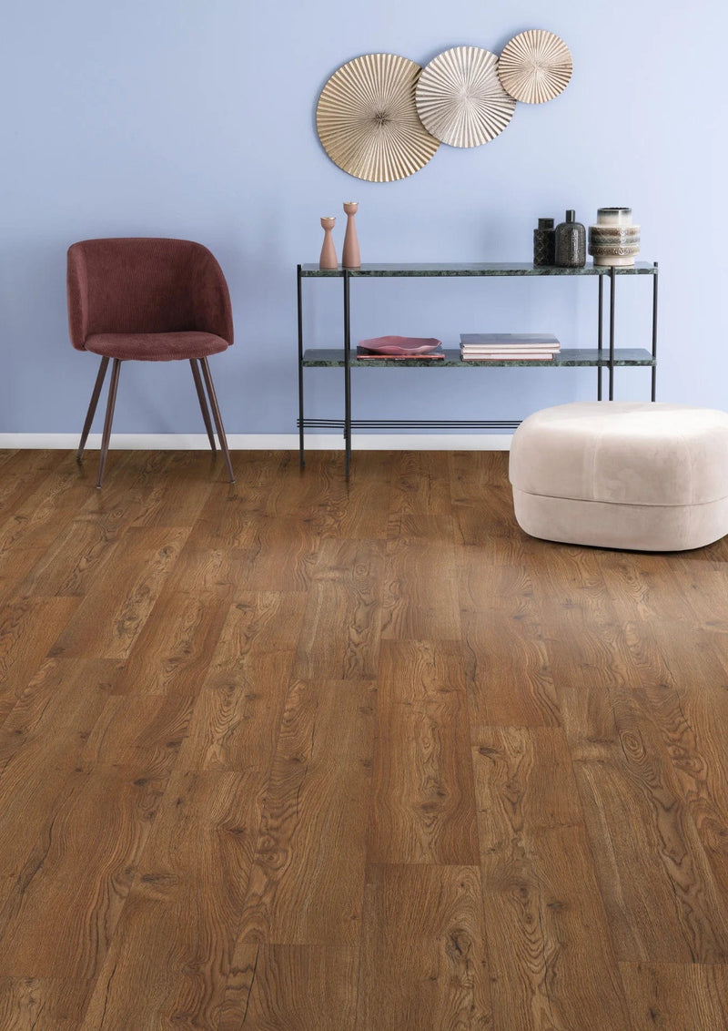 Load image into Gallery viewer, olchon oak dark laminate flooring displayed in a home
