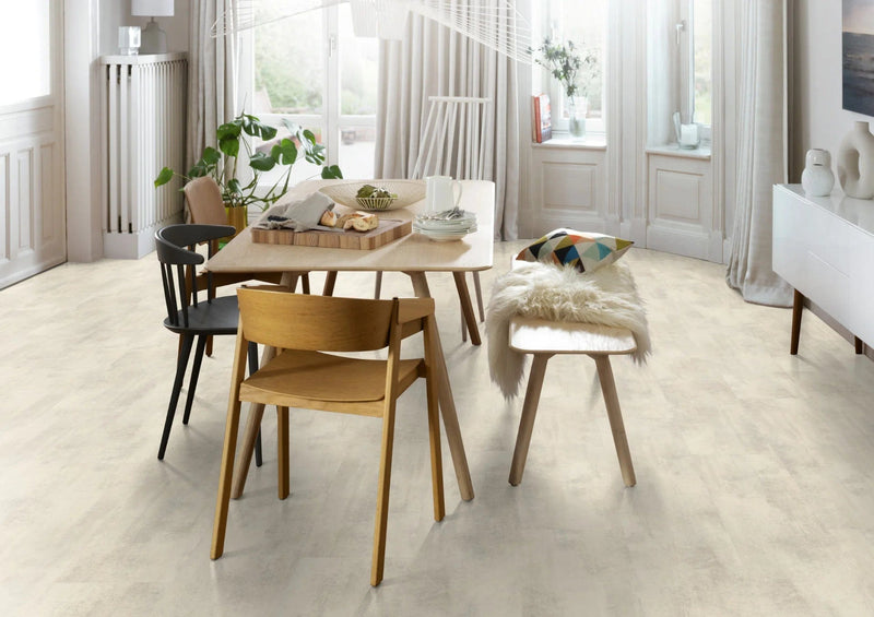 Załaduj obraz do przeglądarki galerii, white chromix laminate flooring displayed in a dining room
