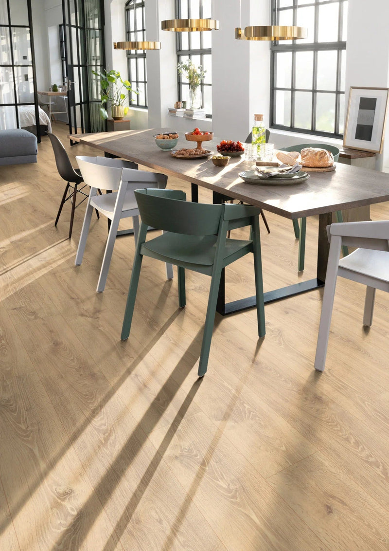 Load image into Gallery viewer, light bayford oak laminate flooring on display in a living area

