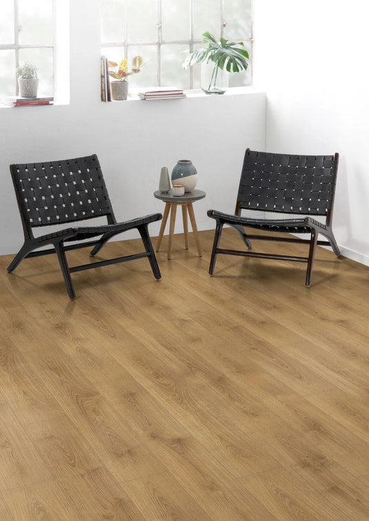 north oak natural laminate flooring displayed in a living area