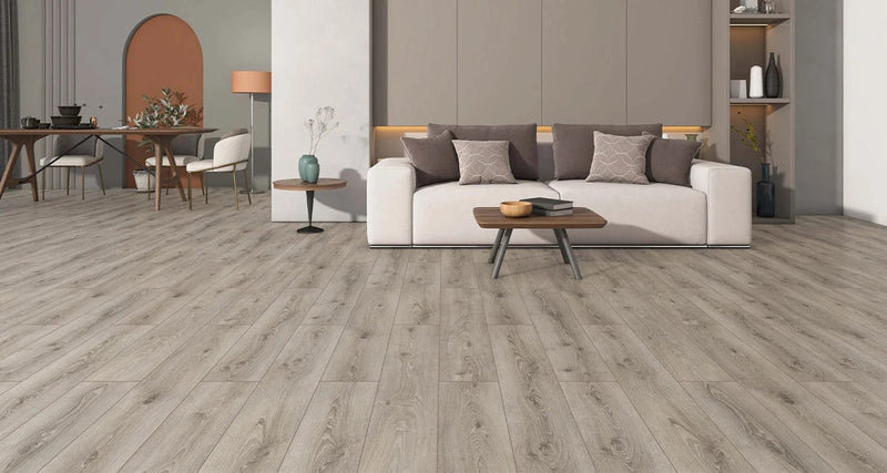 Load image into Gallery viewer, erasmus oak laminate flooring on display in a living area
