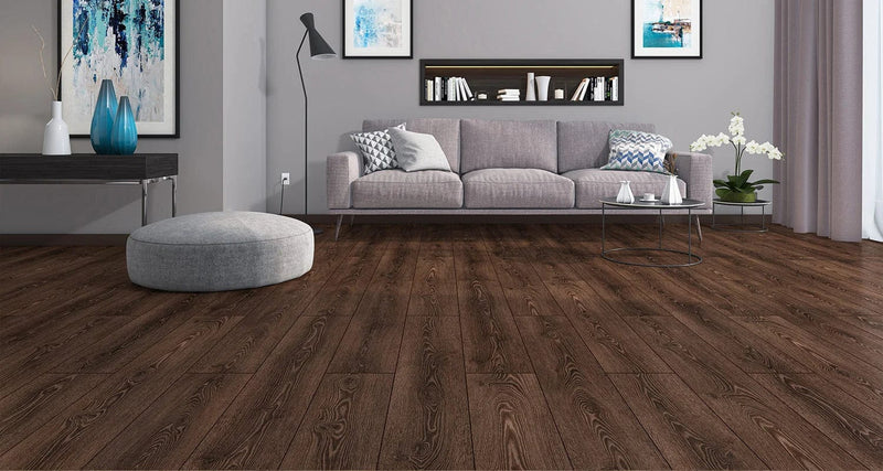 Load image into Gallery viewer, harbour oak laminate flooring on display in a living area
