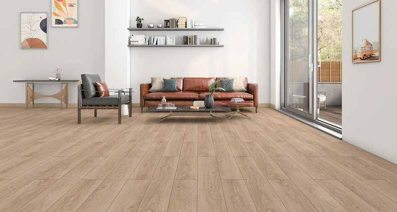 Load image into Gallery viewer, tokyo oak aqua laminate flooring displayed in a living area
