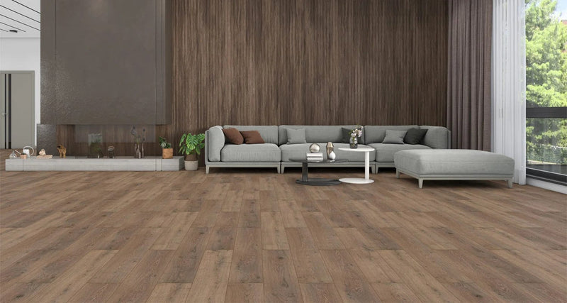 Завантажте зображення в засіб перегляду галереї, nairobi oak laminate flooring displayed in a living area
