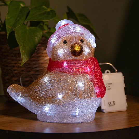 Festive Light Up Acrylic Christmas Robin | P048979