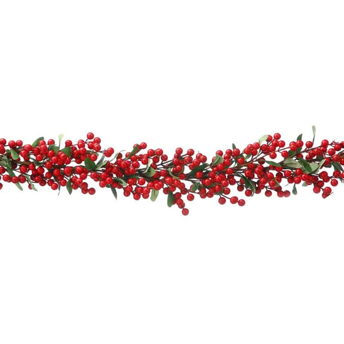 Festive 130Cm Red Berry With Green Foliage Garland  | P044158