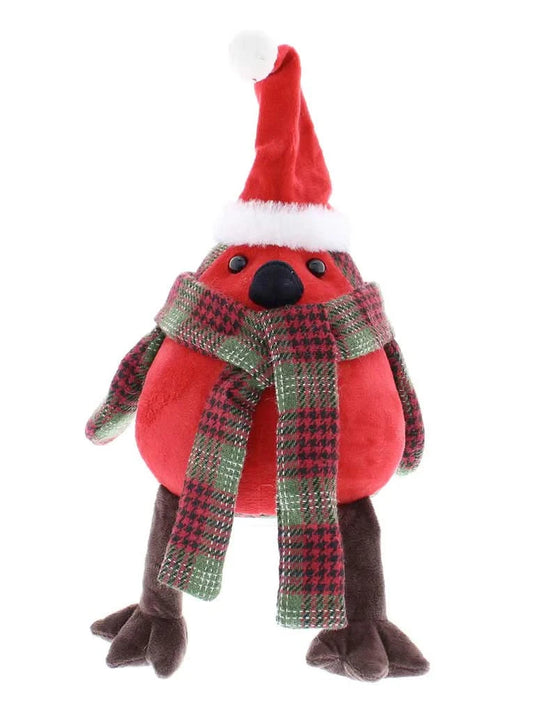 Festive 24Cm Tartan Robin With Red Breast Door Stop | P049301