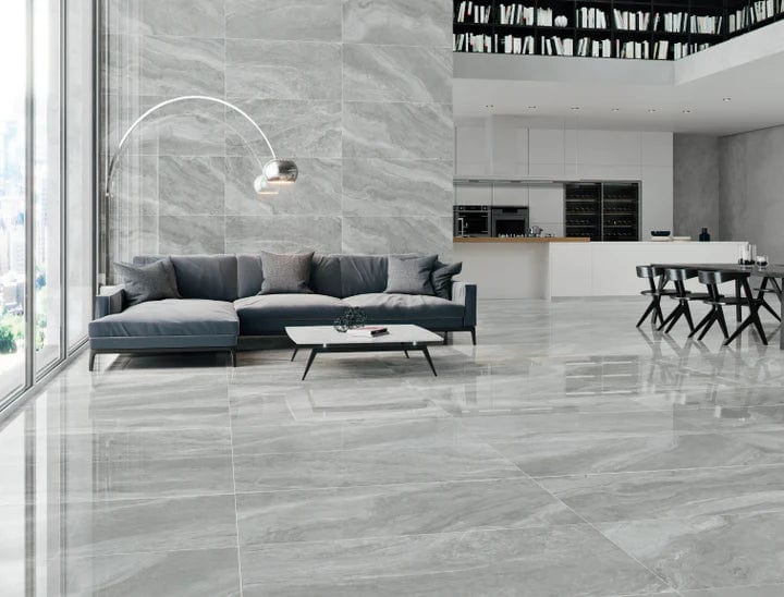 Load image into Gallery viewer, grey galaxy tile 60x120cm displayed in a living area
