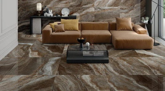 brown galaxy tile 60x120cm displayed in a living area
