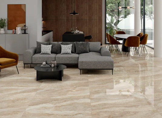 beige galaxy tile 60x120cm displayed in a living area
