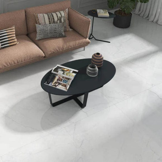 halo pul tile in blanco, 59x119cm in the living room