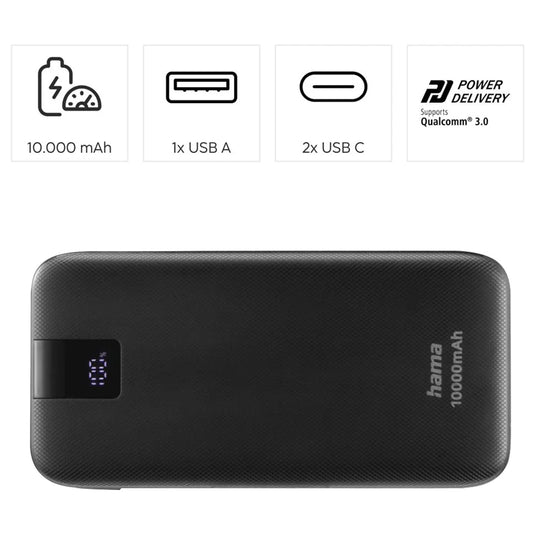 Hama 20000mAh Quick Charge 3.0 Power Bank | Anthracite Black | 514813