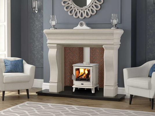 bertoneri hemigway 60" fireplace surround in alpine white