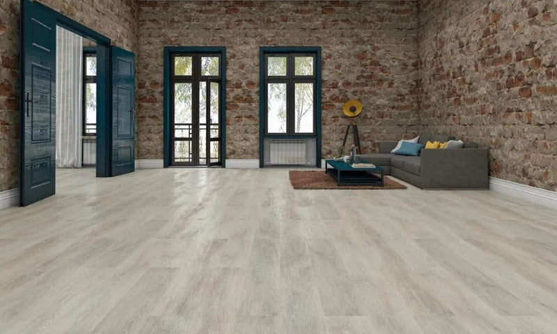 Load image into Gallery viewer, cisco oak laminate flooring on display in a living room
