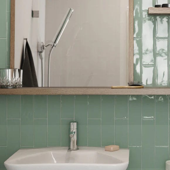 Load image into Gallery viewer, masia tile in jade, 7.5x30cm in the bathroom
