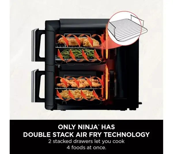 Załaduj obraz do przeglądarki galerii, Ninja Double Stack 2-Drawer Air Fryer | 7.6L | Black | SL300UK
