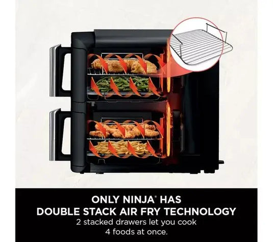 Ninja Double Stack 2-Drawer Air Fryer | 7.6L | Black | SL300UK