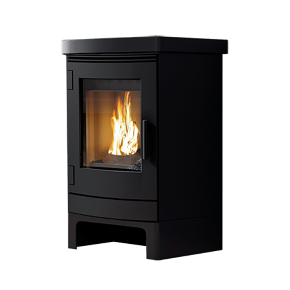 Load image into Gallery viewer, Nordic Finn with Pedestal Compartment Wood Pellet Stove | 6.5kW | Black | NOFP101589
