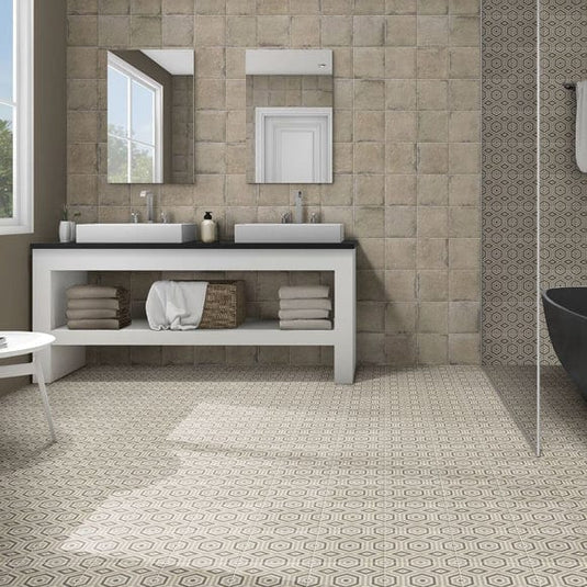 beige norland tile 20x20cm displayed in a bathroom