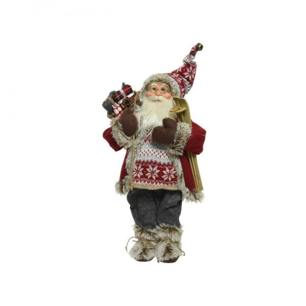 Plush Red Santa with Skis | 90cm | 141562