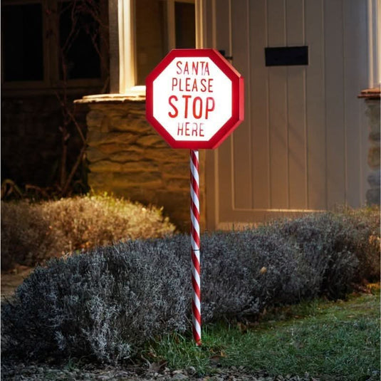 Sg Santa Stop Here! Stake Light - Large | 2501018