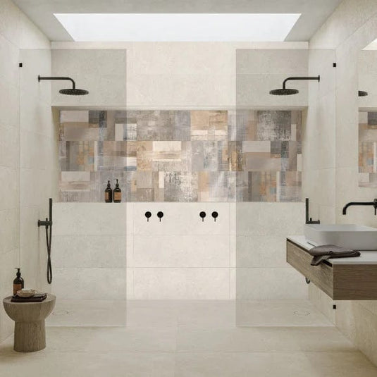 shellstone dry tile in white, 30x60cm in the bathroom