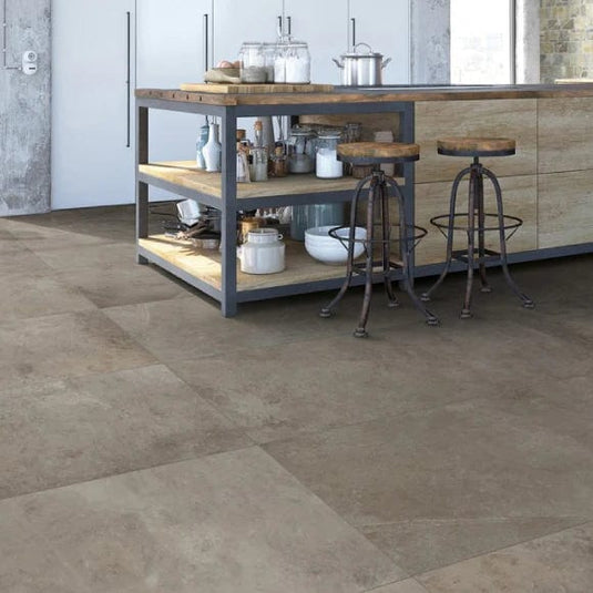 pietre di fiume tile in tortora, 60x120cm displayed in the kitchen