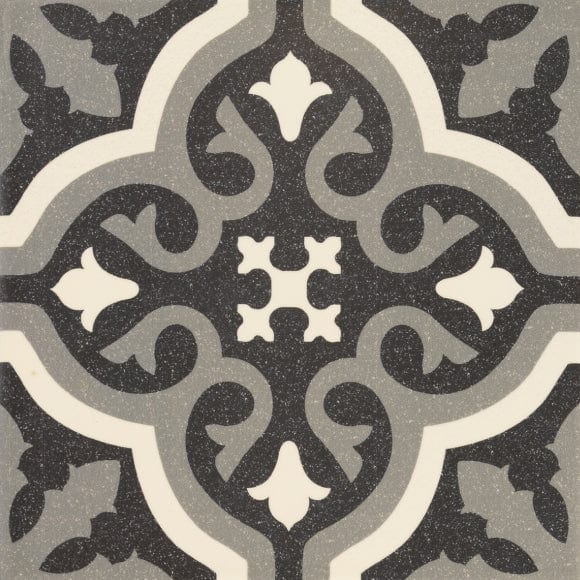 victorian centro florentine tile in black, 20x20cm