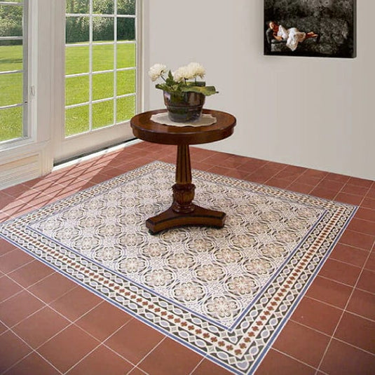 victorian cenefa nou border tile, 20x20cm on display