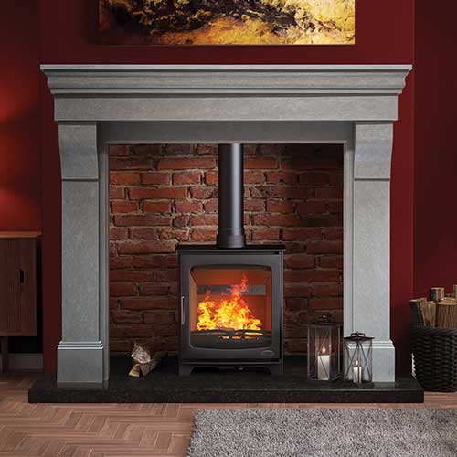 bertoneri astoria 54" fireplace surround in honed grey
