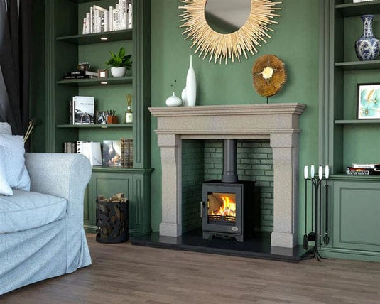 bertoneri marseilles 54" fireplace surround in honed grey