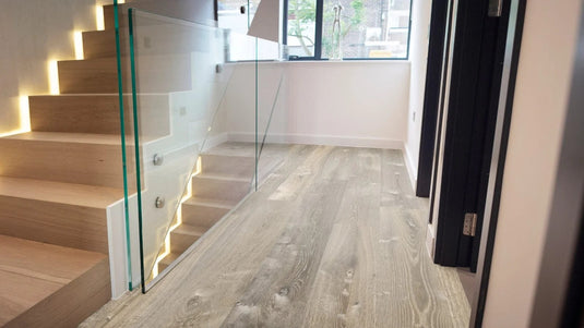 chicago oak grey flooring on display in a home setting