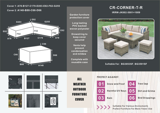dimensions of large protective corner cover including table cover 
